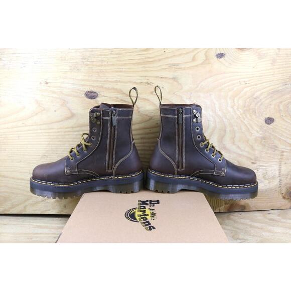 New Dr Doc Martens Boots Mens 12 Brown Leather Jadon Arc Horse Crazy Combat - Picture 4 of 5